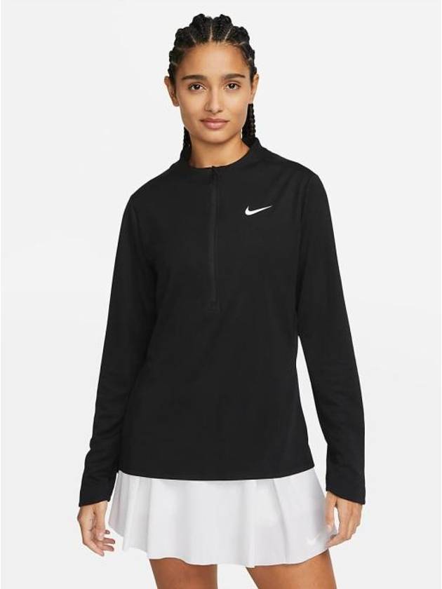 Women's Dri Fit UV Advantage Half Zip Long-Sleeve T-Shirt Black - NIKE - BALAAN 7