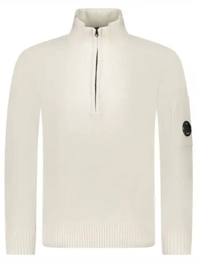 Lambswool GRS Half Zipped Knit Top White - CP COMPANY - BALAAN 2