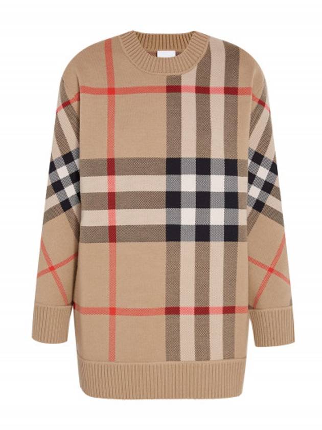 Check Technical Jacquard Wool Knit Top Beige - BURBERRY - BALAAN 2