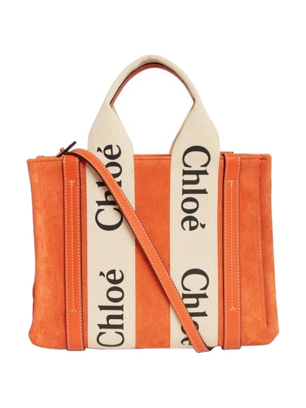 Woody Small Suede Calfskin Strap Tote Bag Orange - CHLOE - BALAAN 1