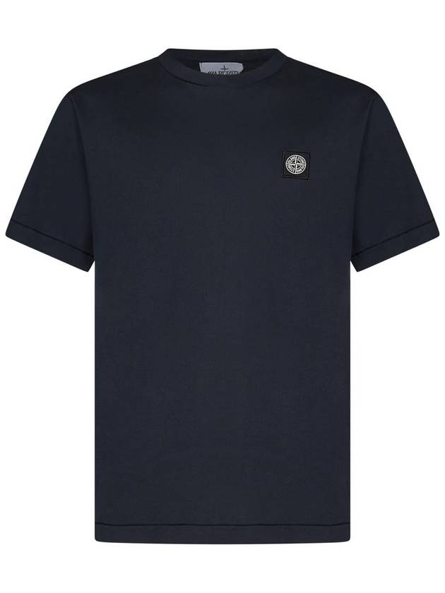 Logo Patch Short Sleeve T-Shirt Navy - STONE ISLAND - BALAAN 2