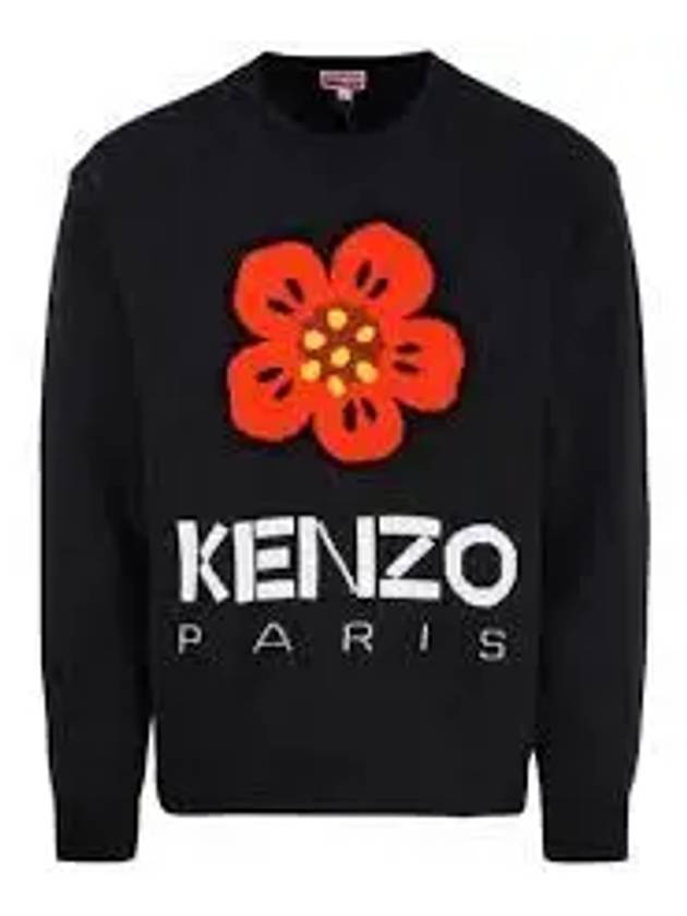 Boke Flower Wool Jumper Knit Top Black - KENZO - BALAAN 2