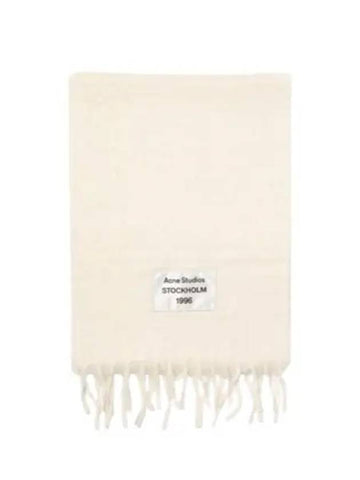 Logo Patch Fringe Muffler White - ACNE STUDIOS - BALAAN 1