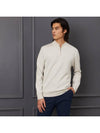 Men's V-Neck Half Zip Merino Wool Knit Top Ivory - G/FORE - BALAAN 4