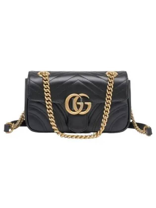 GG Marmont Matelasse Gold Chain Mini Cross Bag Black - GUCCI - BALAAN 2