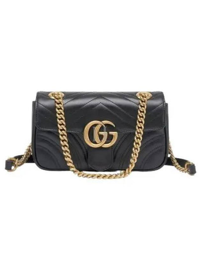 GG Marmont Matelasse Gold Chain Mini Cross Bag Black - GUCCI - BALAAN 2