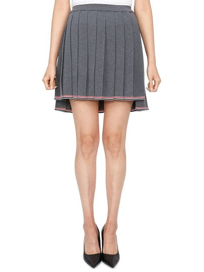 Full Needle Stitch Merino Wool Tipping Pleated Skirt Grey - THOM BROWNE - BALAAN 2