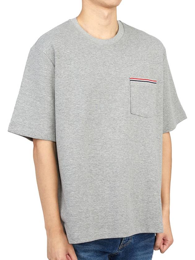 Cotton Oversized Pocket Short Sleeve T-Shirt Light Grey - THOM BROWNE - BALAAN 6