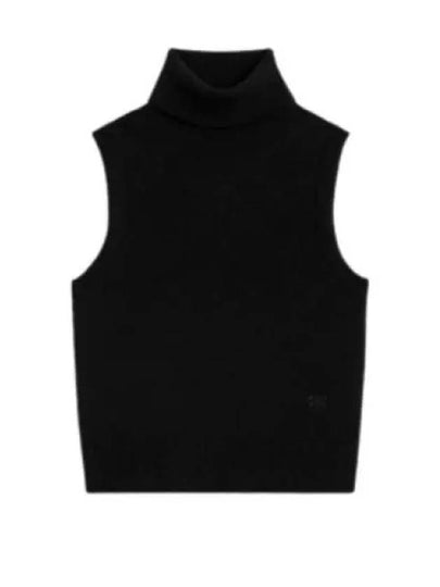 Triomphe Embroidered Turtleneck Scottish Cashmere Sleeveless Black - CELINE - BALAAN 2