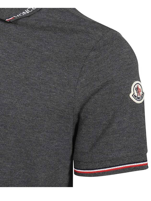 Logo Patch Short Sleeve Polo Shirt Melange Grey - MONCLER - BALAAN 6