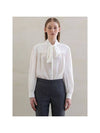 Women's Dressy Shirring Blanc Blouse White - DEFEMME - BALAAN 1