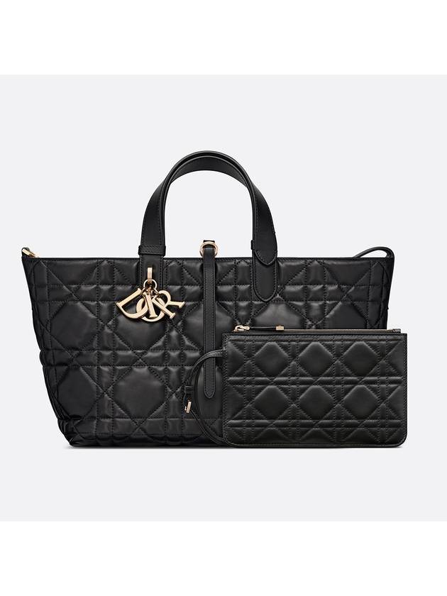 Toujours Macrocannage Calfskin Medium Tote Bag Black - DIOR - BALAAN 7