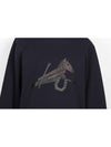 Horse Leather Patch Sweatshirt Navy L - HERMES - BALAAN 7