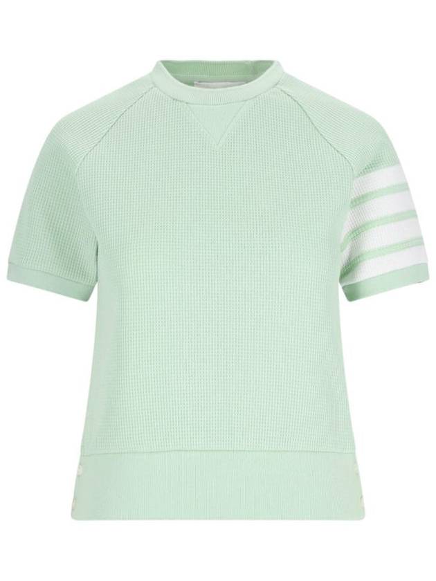 Women's Waffle 4 Bar Raglan Short Sleeve T-Shirt Light Green - THOM BROWNE - BALAAN 2