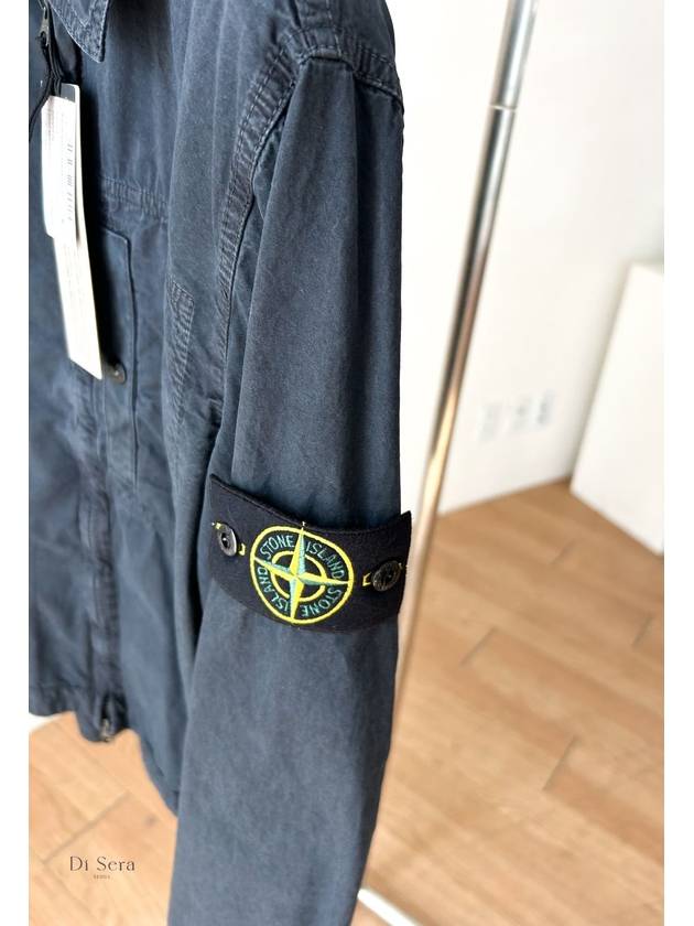 Brushed Canvas Old Effect Zip-Up Jacket Navy Blue - STONE ISLAND - BALAAN 7