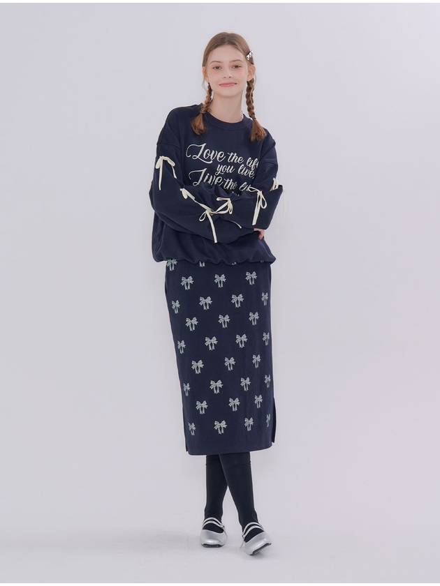 Ribbon Printing H Line Skirt Navy - METAPHER - BALAAN 3