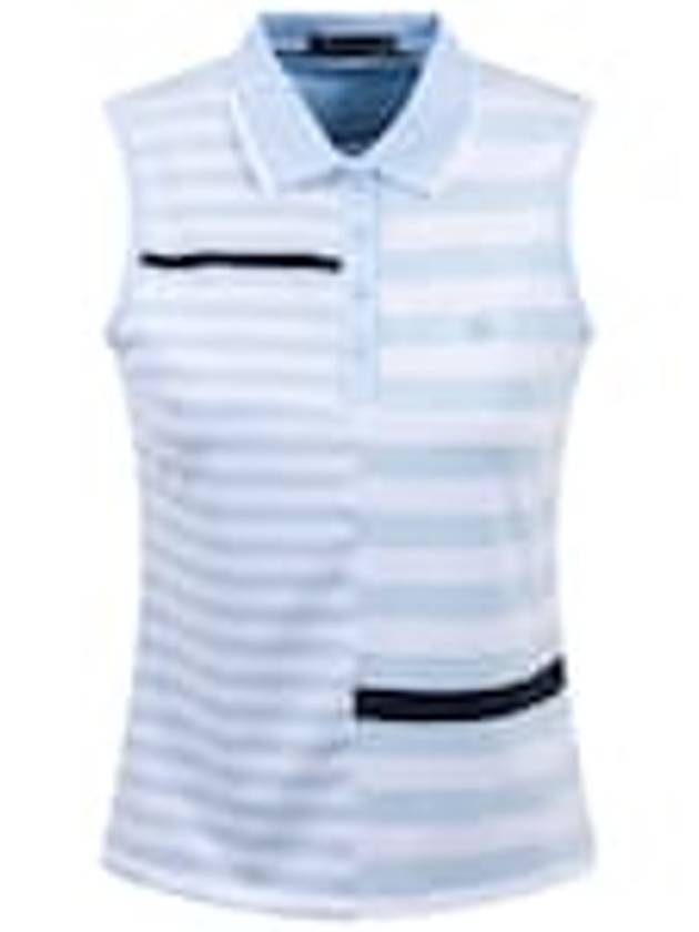 Women's Bold Stripe Tech Jersey Polo Sleeveless Sky - G/FORE - BALAAN 2