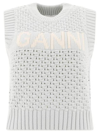 Logo Cotton Vest Light Blue - GANNI - BALAAN 2