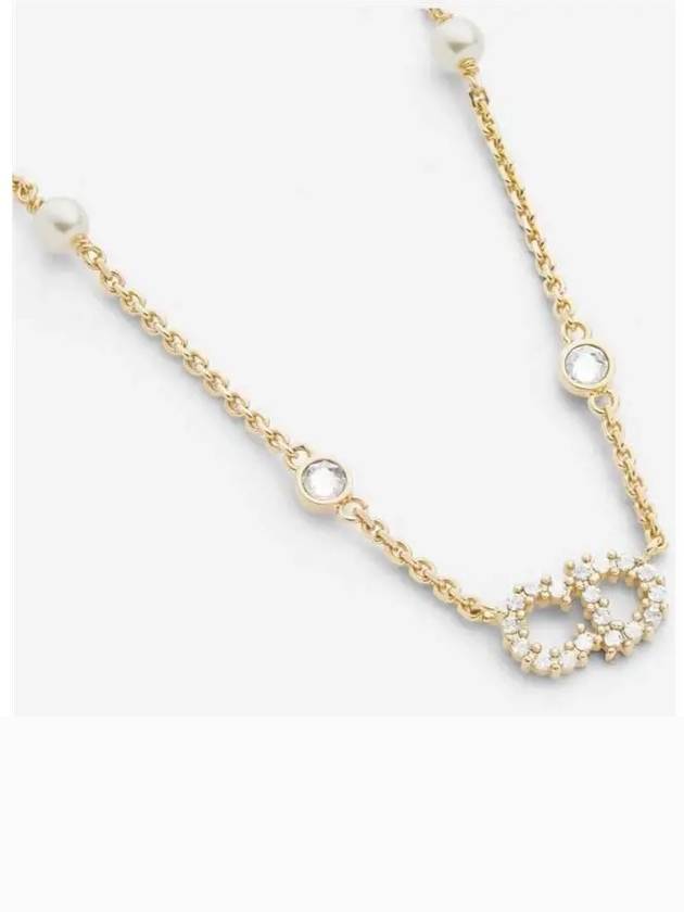 Clair D Lune Necklace Gold Finish Metal White Resin Pearls White Crystals - DIOR - BALAAN 2