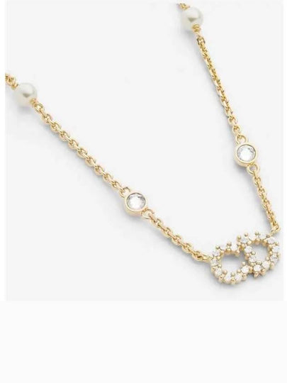 Clair D Lune Necklace Gold Finish Metal White Resin Pearls White Crystals - DIOR - BALAAN 2