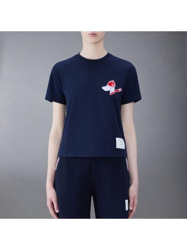 Festive Jersey Button Hector Short Sleeve T Shirt Navy - THOM BROWNE - BALAAN 3