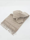 FF Jacquard Fleece Wool Cashmere Scarf Dove Grey - FENDI - BALAAN 2