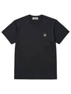 Logo Patch Short Sleeves T-Shirt Black - STONE ISLAND - BALAAN 3