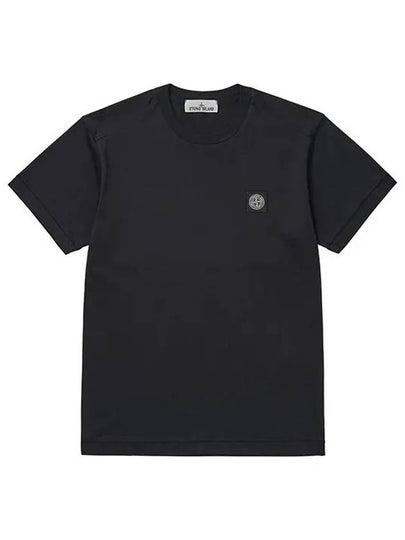 Slimfit Cotton Jersey Short Sleeve T-shirt Black - STONE ISLAND - BALAAN 2