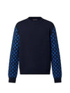 Monogram Mix Cashmere Crew Neck Knit Top Blue - LOUIS VUITTON - BALAAN 1