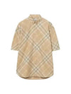 Check Short Sleeve Shirt Beige - BURBERRY - BALAAN 3