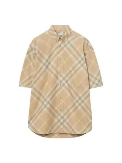 Check Short Sleeve Shirt Beige - BURBERRY - BALAAN 2