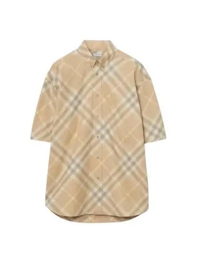 Check Short Sleeve Shirt Beige - BURBERRY - BALAAN 2