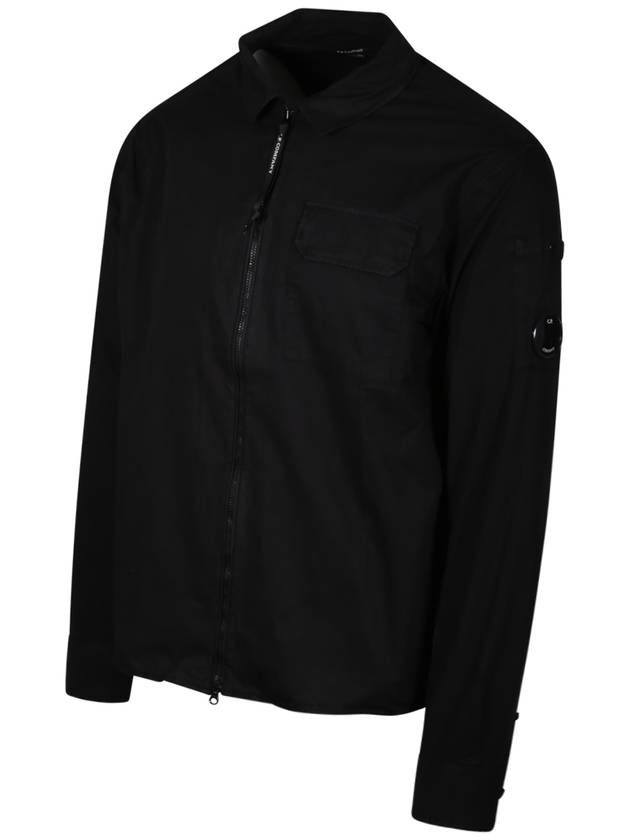 Gabardine Zip Up Long Sleeve Shirt Black - CP COMPANY - BALAAN 3