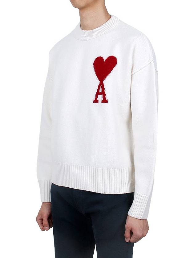 Big Heart Logo Knit Top White - AMI - BALAAN 4