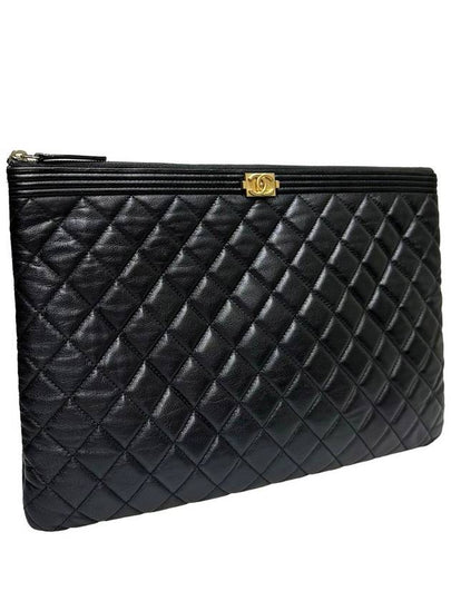 Women s A84407 Lambskin Black Boy Gold Large Clutch Bag - CHANEL - BALAAN 2