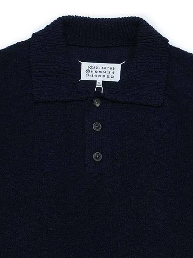 Nostalgic Boucle Knit Polo Shirt Navy - MAISON MARGIELA - BALAAN 4