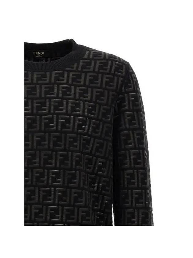 FF motif crew neck wool knit top black - FENDI - BALAAN 4