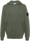 Old Effect Cotton Diagonal Fleece Hoodie Green - STONE ISLAND - BALAAN 1