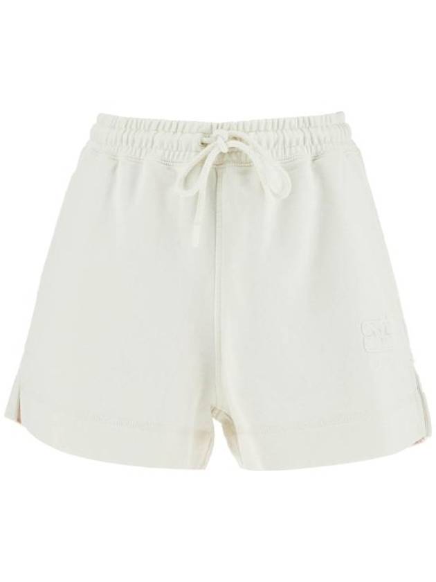 Light Isoli Elasticated Shorts Ivory - GANNI - BALAAN 1