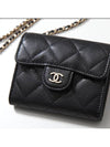 Classic Chain Mini Bag Grained Shiny Calfskin Gold Metal Black - CHANEL - BALAAN 7