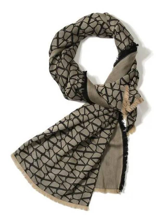 V Logo Iconographe Scarf Beige - VALENTINO - BALAAN 2