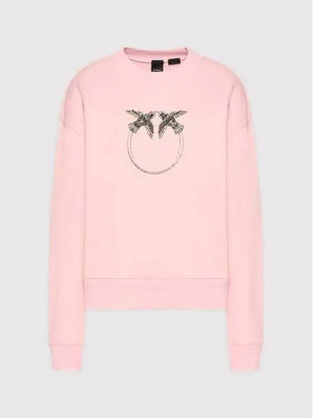 Bird beads logo sweatshirt melange pink women 1G17E3 Y7TM O53 - PINKO - BALAAN 2