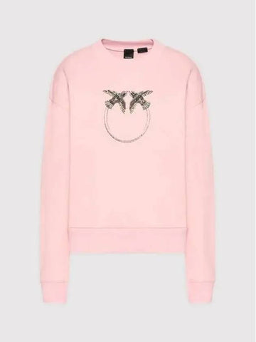 Bird beads logo sweatshirt melange pink women 1G17E3 Y7TM O53 - PINKO - BALAAN 1