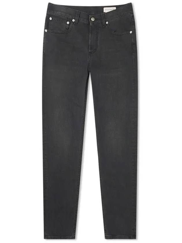 Logo Embroidered Straight Slim Jean Gray - ALEXANDER MCQUEEN - BALAAN.