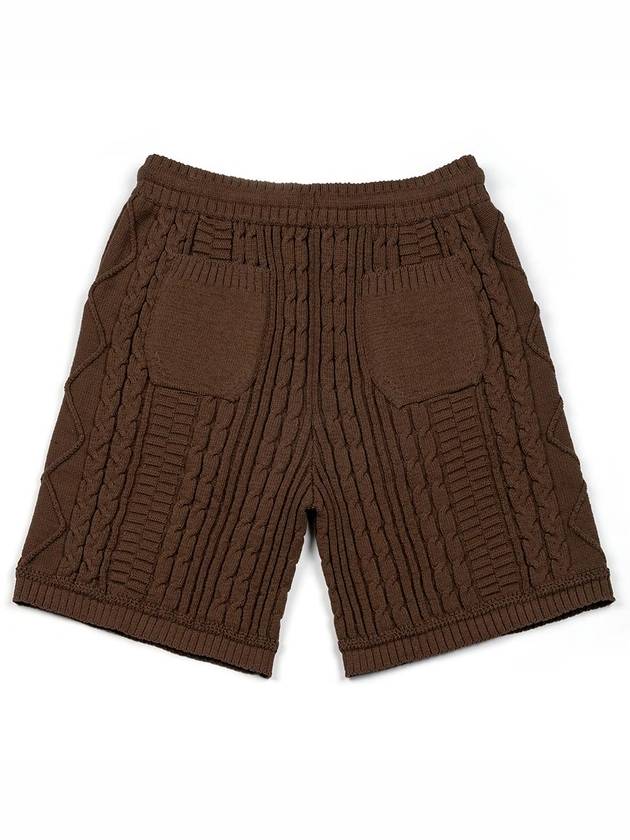 Men's I4SM01BR Permeating New City Cable Knit Shorts Brown - IOEDLE - BALAAN 7