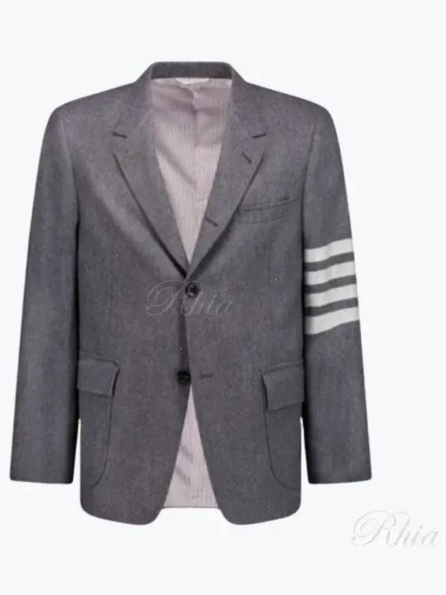 4 Bar Stripe Single Breasted Wool Jacket Grey - THOM BROWNE - BALAAN 2