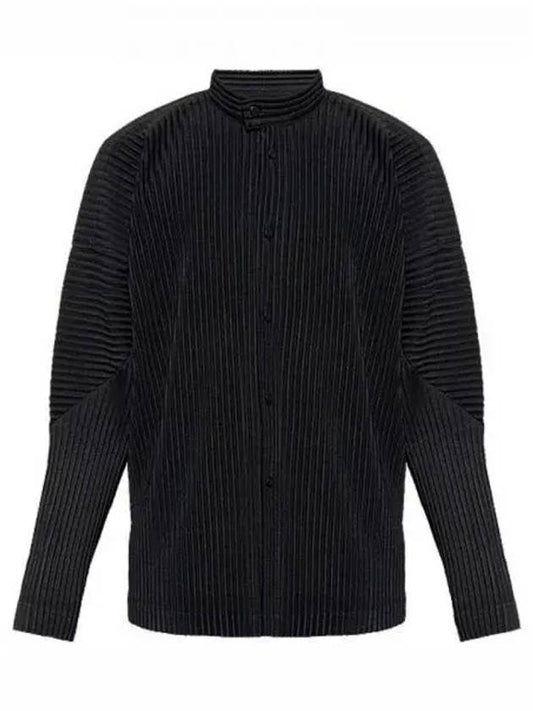 Pleated Stand Up Collar Long Sleeve Shirt Black - ISSEY MIYAKE - BALAAN 2