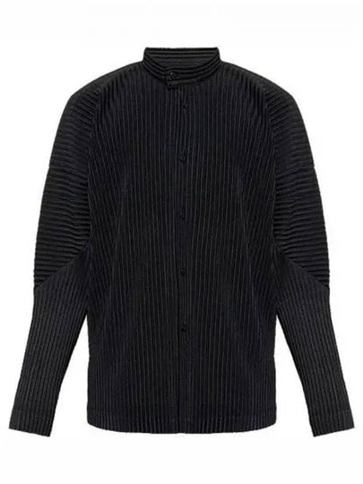 Pleated Stand Up Collar Long Sleeve Shirt Black - ISSEY MIYAKE - BALAAN 2