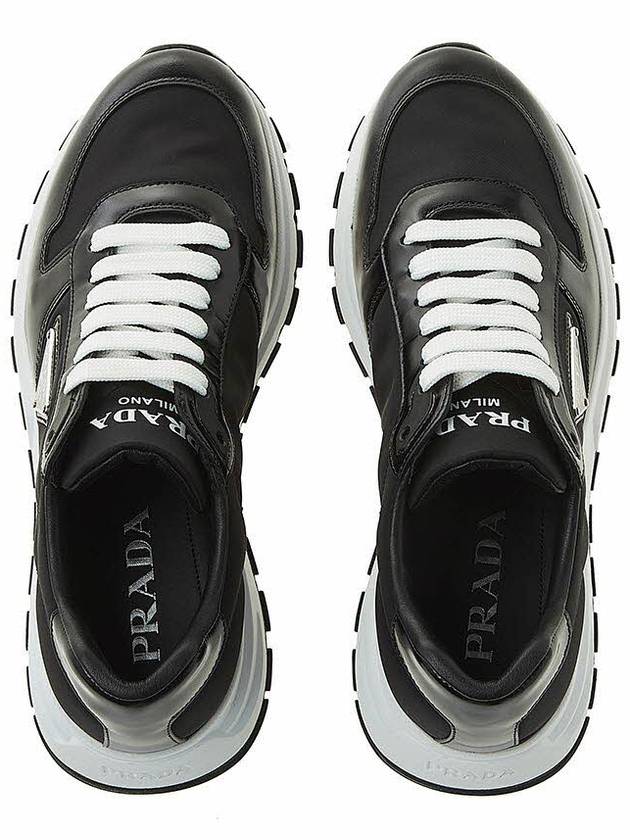 Prax 01 Re-Nylon Brushed Leather Low-Top Sneakers Black - PRADA - BALAAN 7