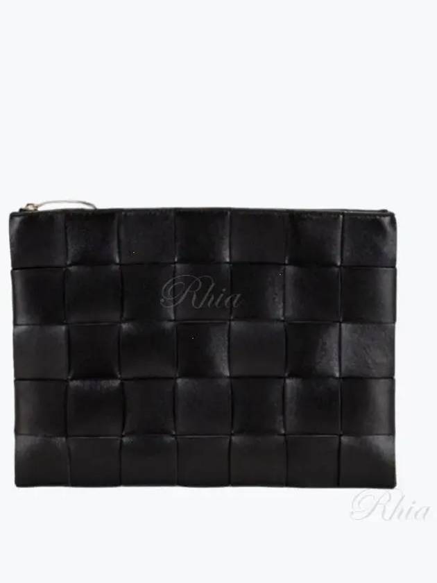 Cassette Intrecciato Medium Clutch Bag Black - BOTTEGA VENETA - BALAAN 2